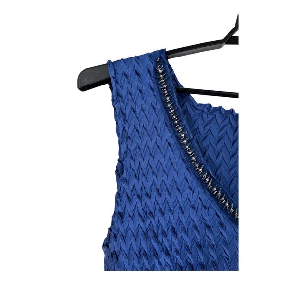 Komarov dress beaded v neck chiffon charmeuse midi size X-Large XL - Picture 2 of 5